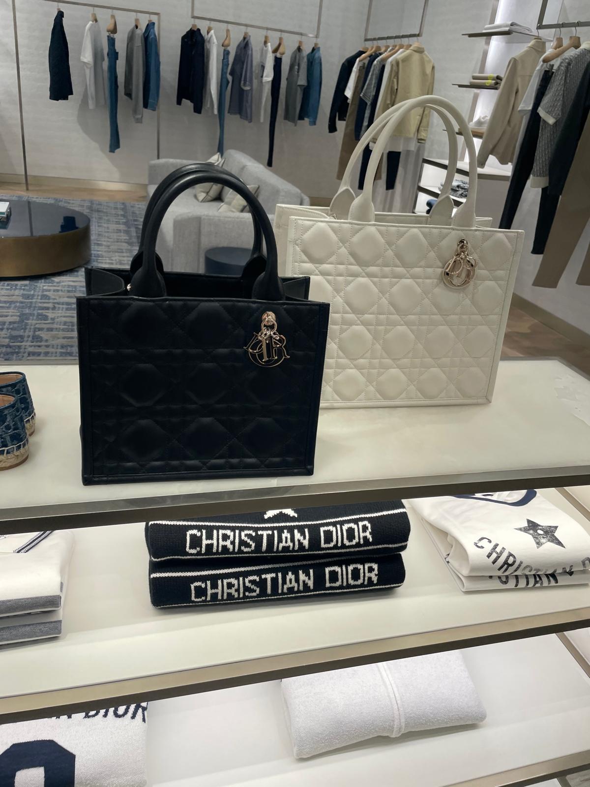 Dior Lady Dior bags in black and white with quilted pattern