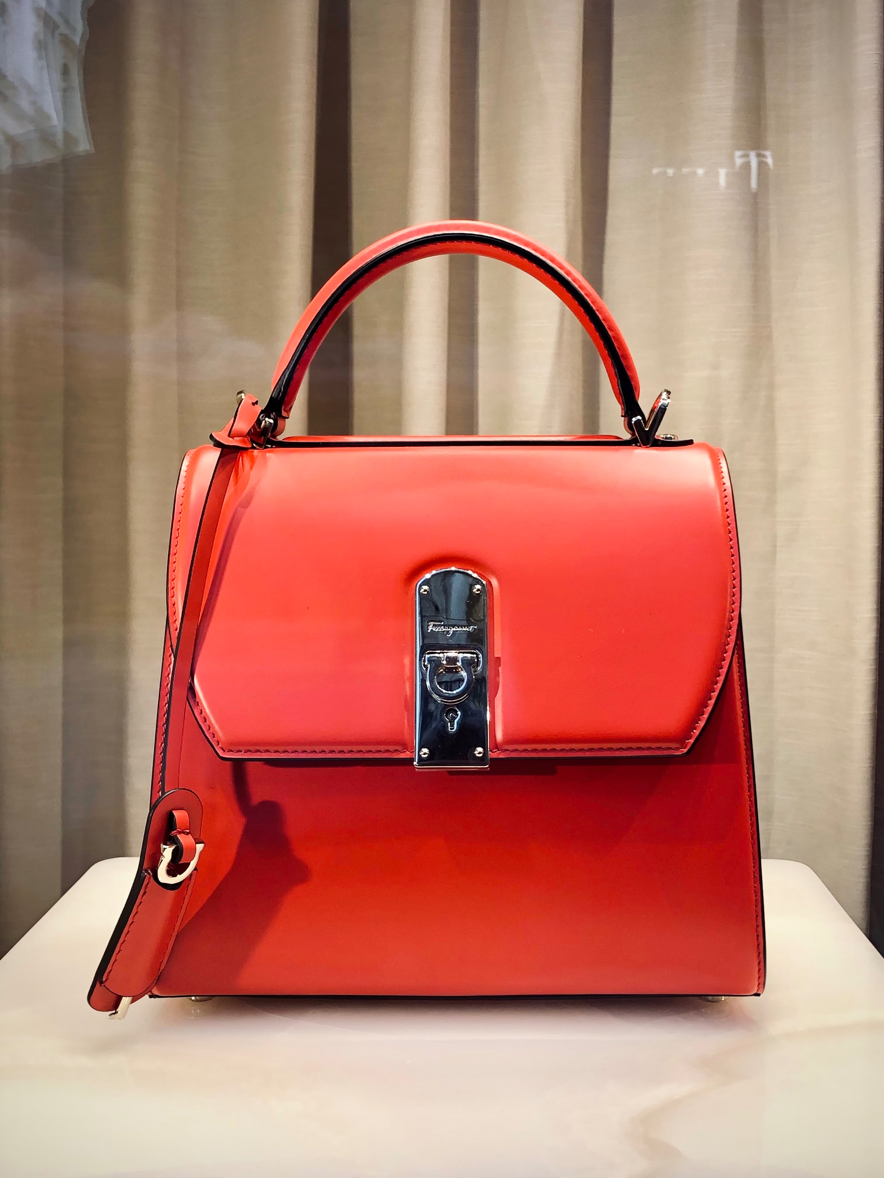 Salvatore Ferragamo red leather Boxyz handbag